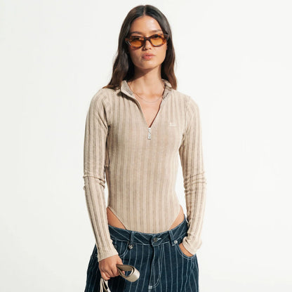 DAILY RIBBED BODYSUIT CREAM - FRONT OF