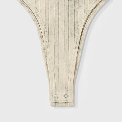 DAILY RIBBED BODYSUIT CREAM - FRONT OF