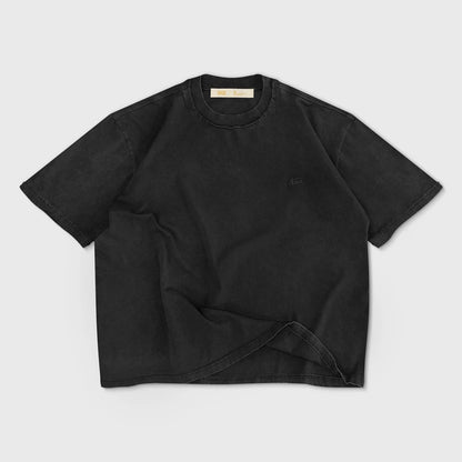 DAILY WASHED BOXY TEE BLACK - FRONT OF