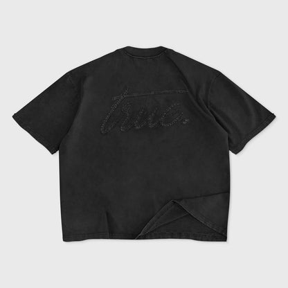 DAILY WASHED BOXY TEE BLACK - FRONT OF