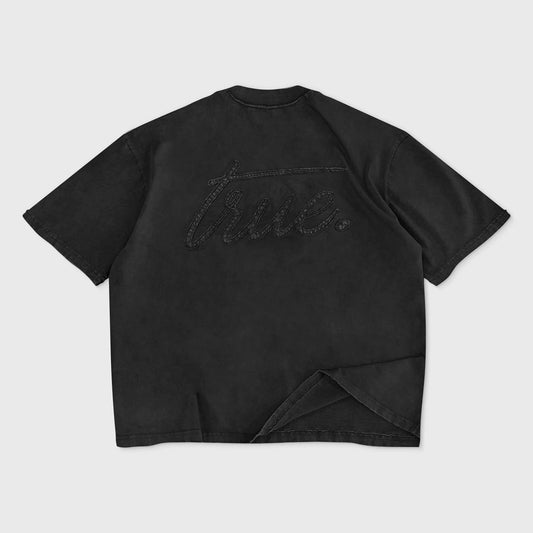 DAILY WASHED BOXY TEE BLACK - FRONT OF