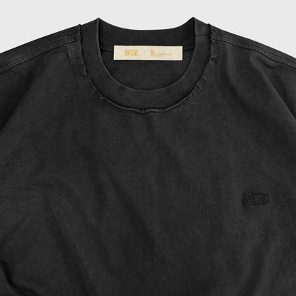 DAILY WASHED BOXY TEE BLACK - FRONT OF