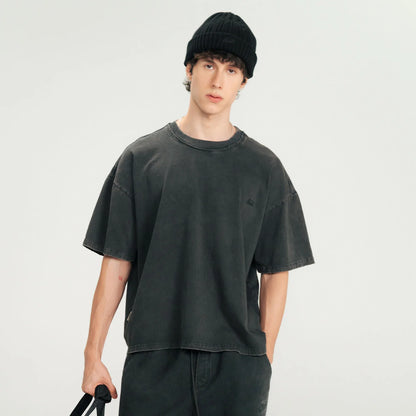 DAILY WASHED BOXY TEE BLACK - FRONT OF