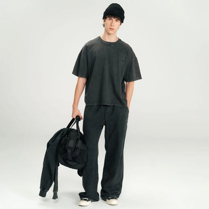 DAILY WASHED BOXY TEE BLACK - FRONT OF