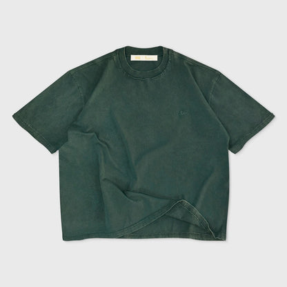 DAILY WASHED BOXY TEE PINE GREEN - FRONT OF