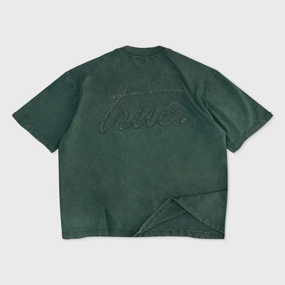 DAILY WASHED BOXY TEE PINE GREEN - FRONT OF