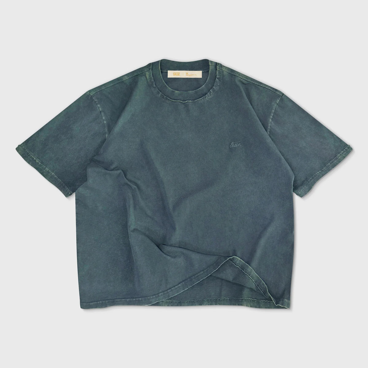 DAILY WASHED BOXY TEE VINTAGE BLUE - FRONT OF