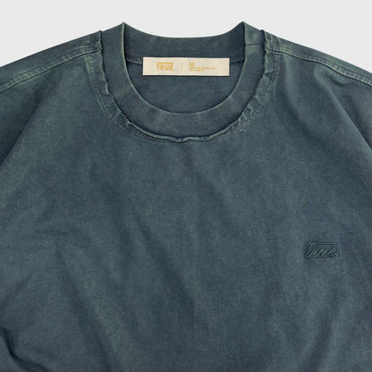 DAILY WASHED BOXY TEE VINTAGE BLUE - FRONT OF