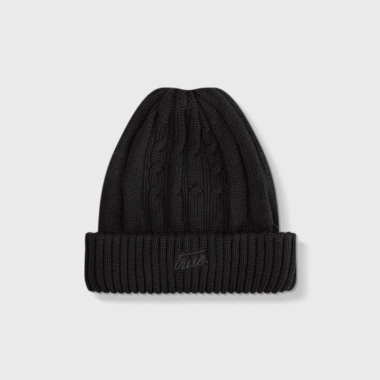 DAILY KNIT BEANIE BLACK - FRONT OF