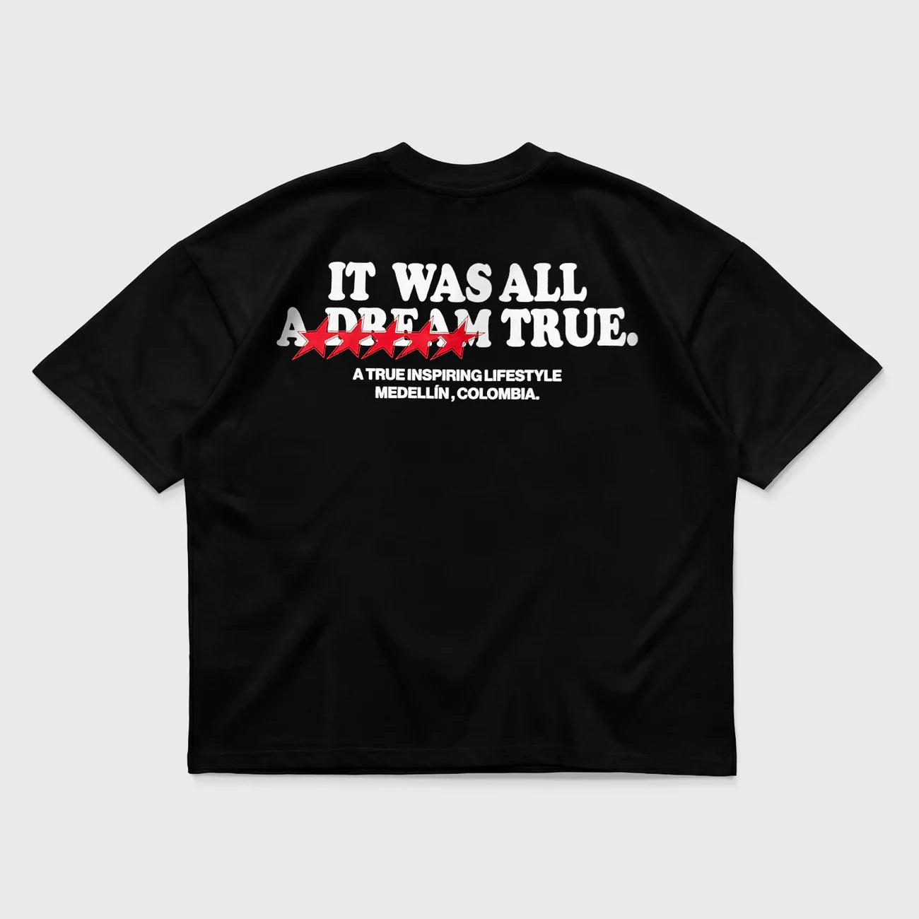 DREAM TRUE BOXY T-SHIRT BLACK - FRONT OF