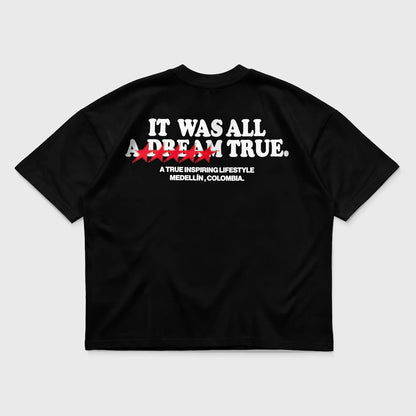 DREAM TRUE BOXY T-SHIRT BLACK - FRONT OF