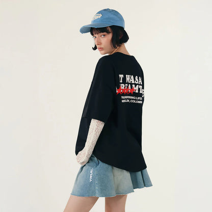 DREAM TRUE BOXY T-SHIRT BLACK - FRONT OF