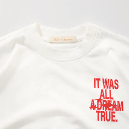 DREAMS BOXY T-SHIRT CREAM - FRONT OF.