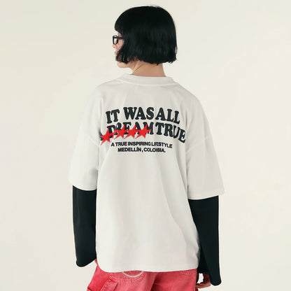 DREAM TRUE BOXY T-SHIRT CREAM - FRONT OF