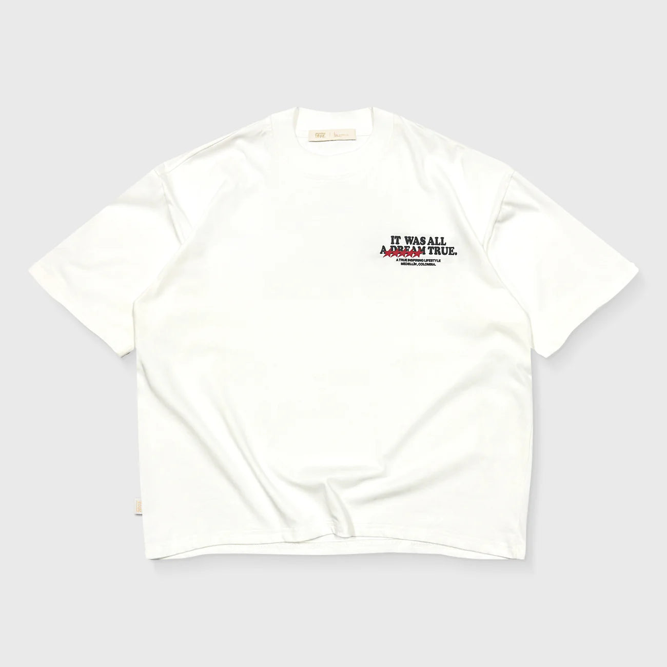 DREAM TRUE BOXY T-SHIRT CREAM - FRONT OF
