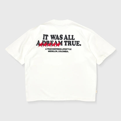 DREAM TRUE BOXY T-SHIRT CREAM - FRONT OF