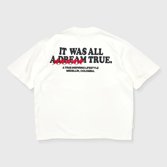 DREAM TRUE BOXY T-SHIRT CREAM - FRONT OF