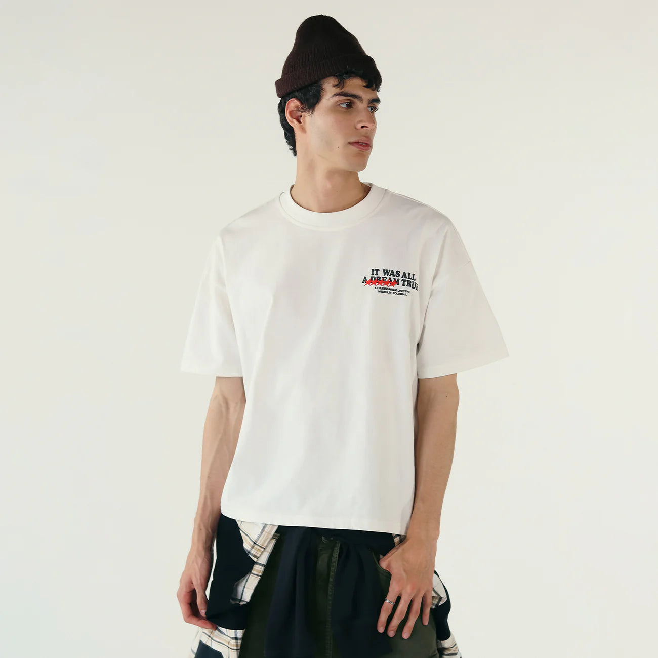 DREAM TRUE BOXY T-SHIRT CREAM - FRONT OF