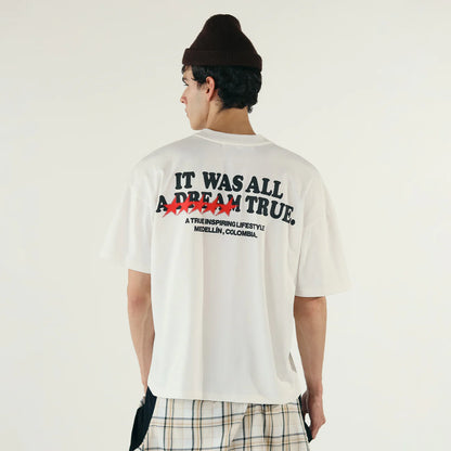 DREAM TRUE BOXY T-SHIRT CREAM - FRONT OF