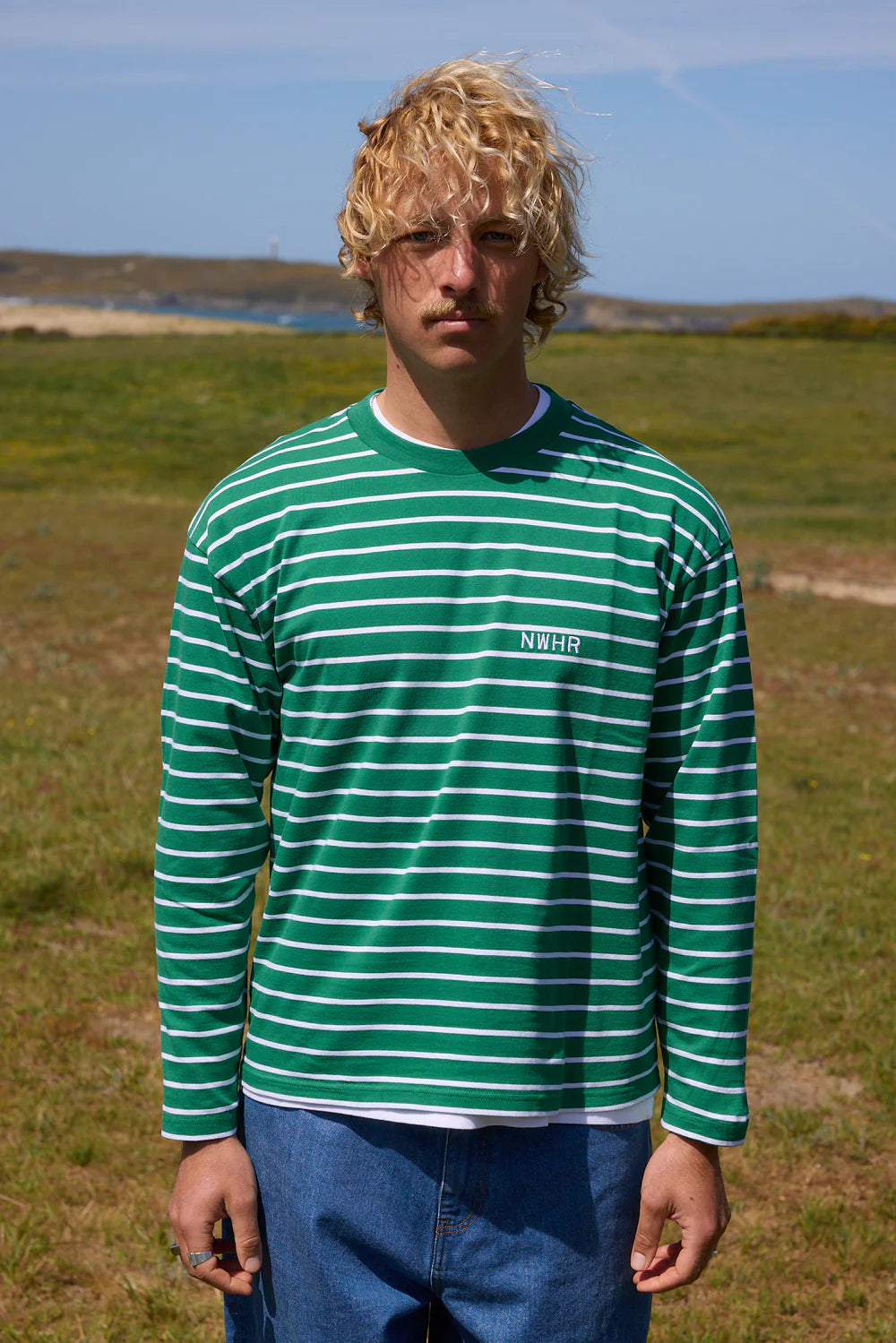 CAMISETA LARGA RAYAS VERDE - FRONT OF
