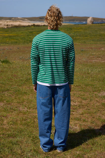 CAMISETA LARGA RAYAS VERDE - FRONT OF