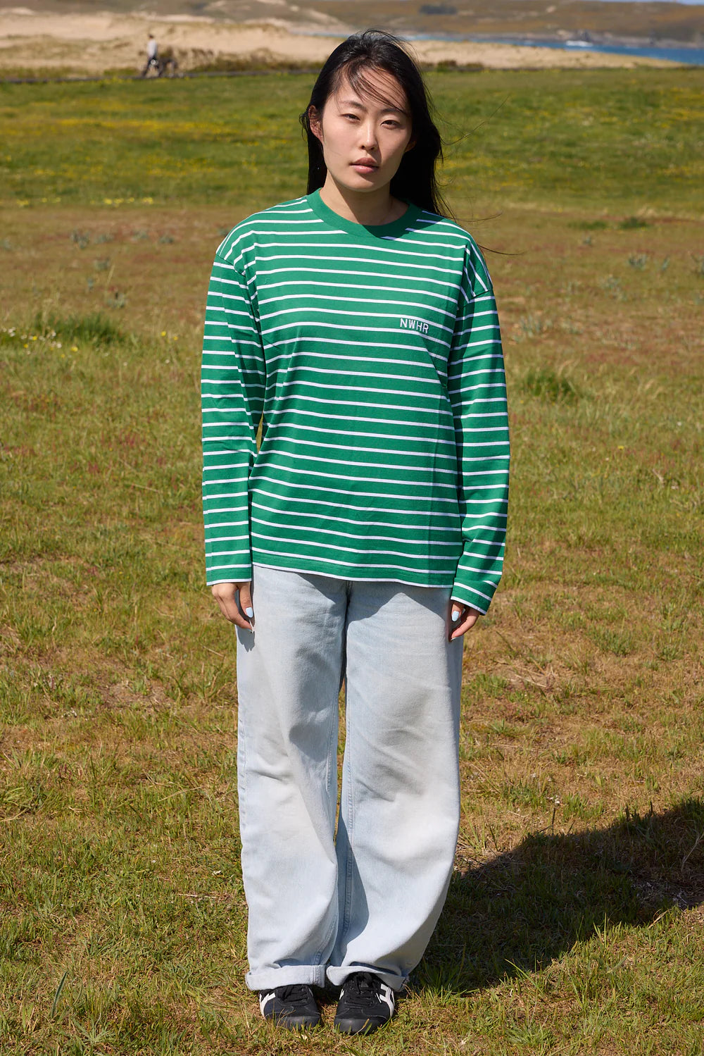 CAMISETA LARGA RAYAS VERDE - FRONT OF