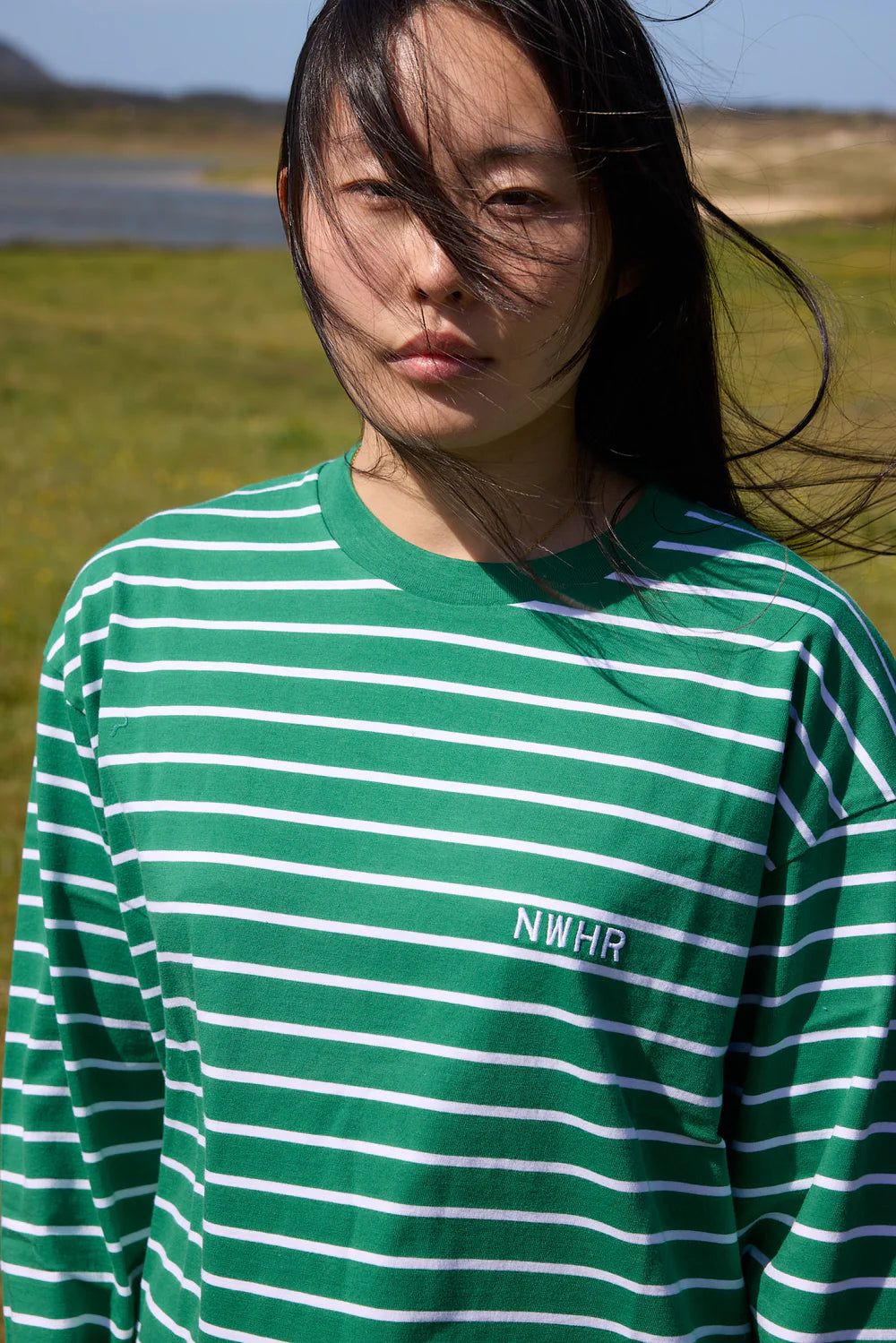 CAMISETA LARGA RAYAS VERDE - FRONT OF