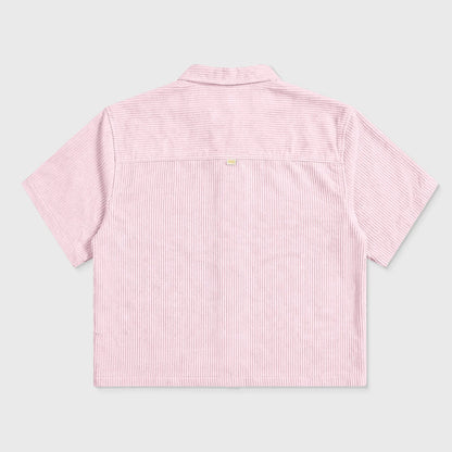 EMBROIDERED FLOWER BOXY SHIRT PINK - FRONT OF