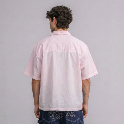 EMBROIDERED FLOWER BOXY SHIRT PINK - FRONT OF