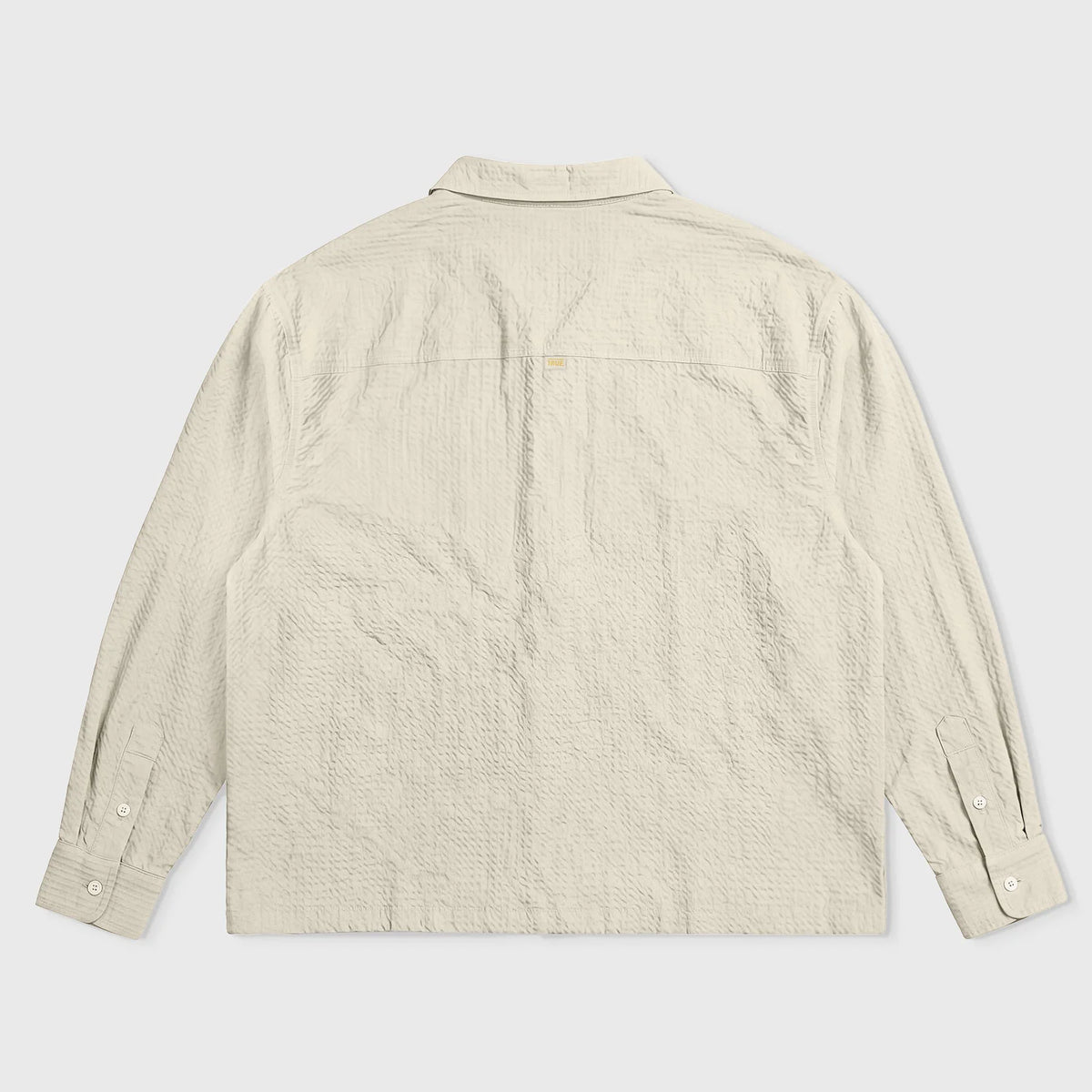 EMBROIDERED LONGSLEEVE BOXY SHIRT SAND - FRONT OF