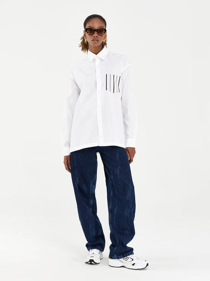 LINEN LONG SLEEVE WHITE - FRONT OF