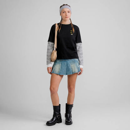 FLOWER BOXY LONGSLEEVE BLACK - FRONT OF