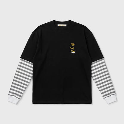 FLOWER BOXY LONGSLEEVE BLACK - FRONT OF