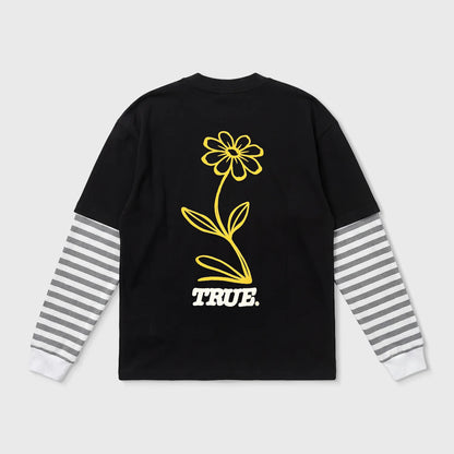 FLOWER BOXY LONGSLEEVE BLACK - FRONT OF