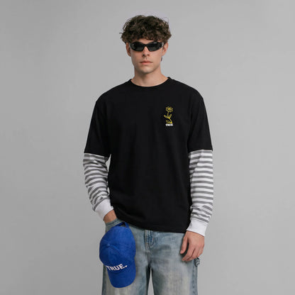 FLOWER BOXY LONGSLEEVE BLACK - FRONT OF