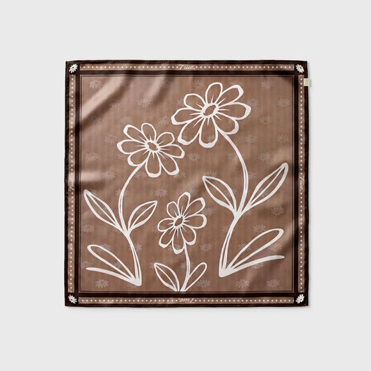 FLOWERS BANDANA BEIGE - FRONT OF