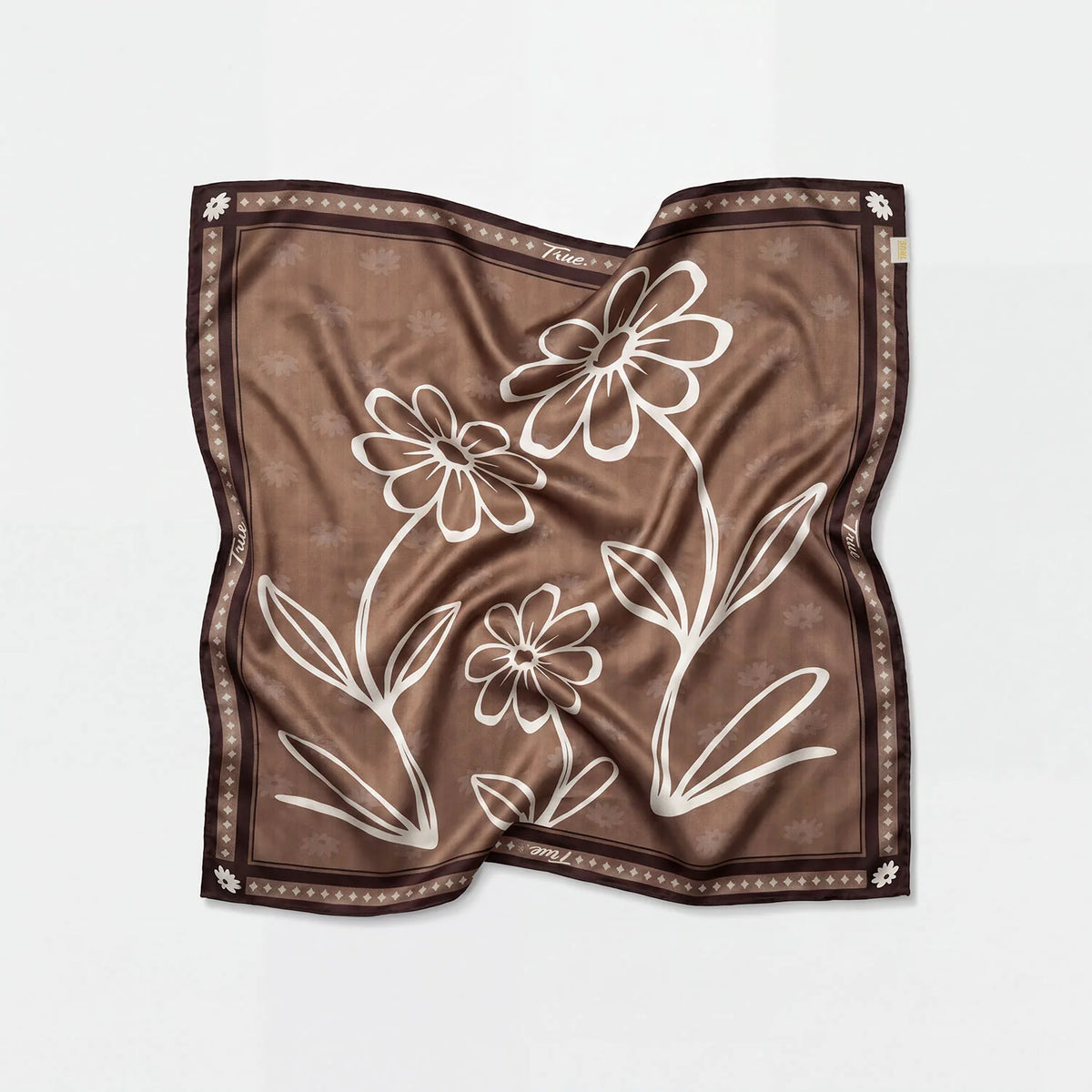 FLOWERS BANDANA BEIGE - FRONT OF