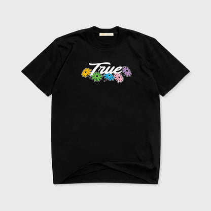 FLOWERS LOGO T-SHIRT BLACK - FRONT OF