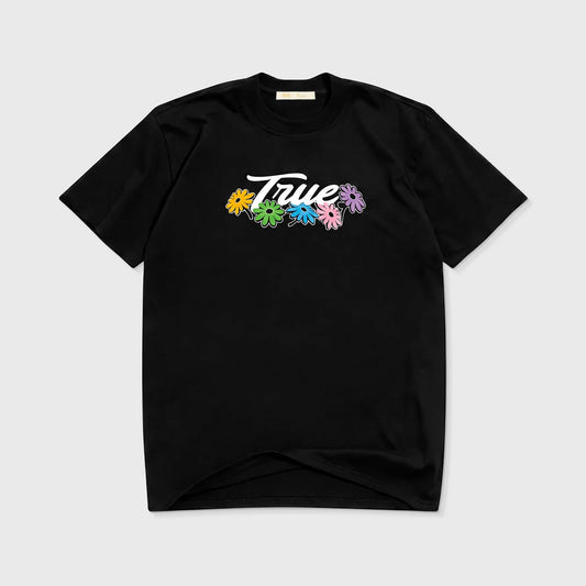 FLOWERS LOGO T-SHIRT BLACK - FRONT OF