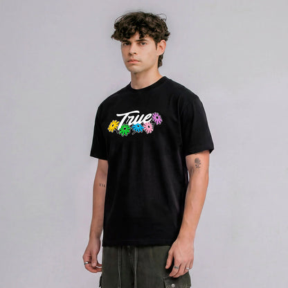 FLOWERS LOGO T-SHIRT BLACK - FRONT OF