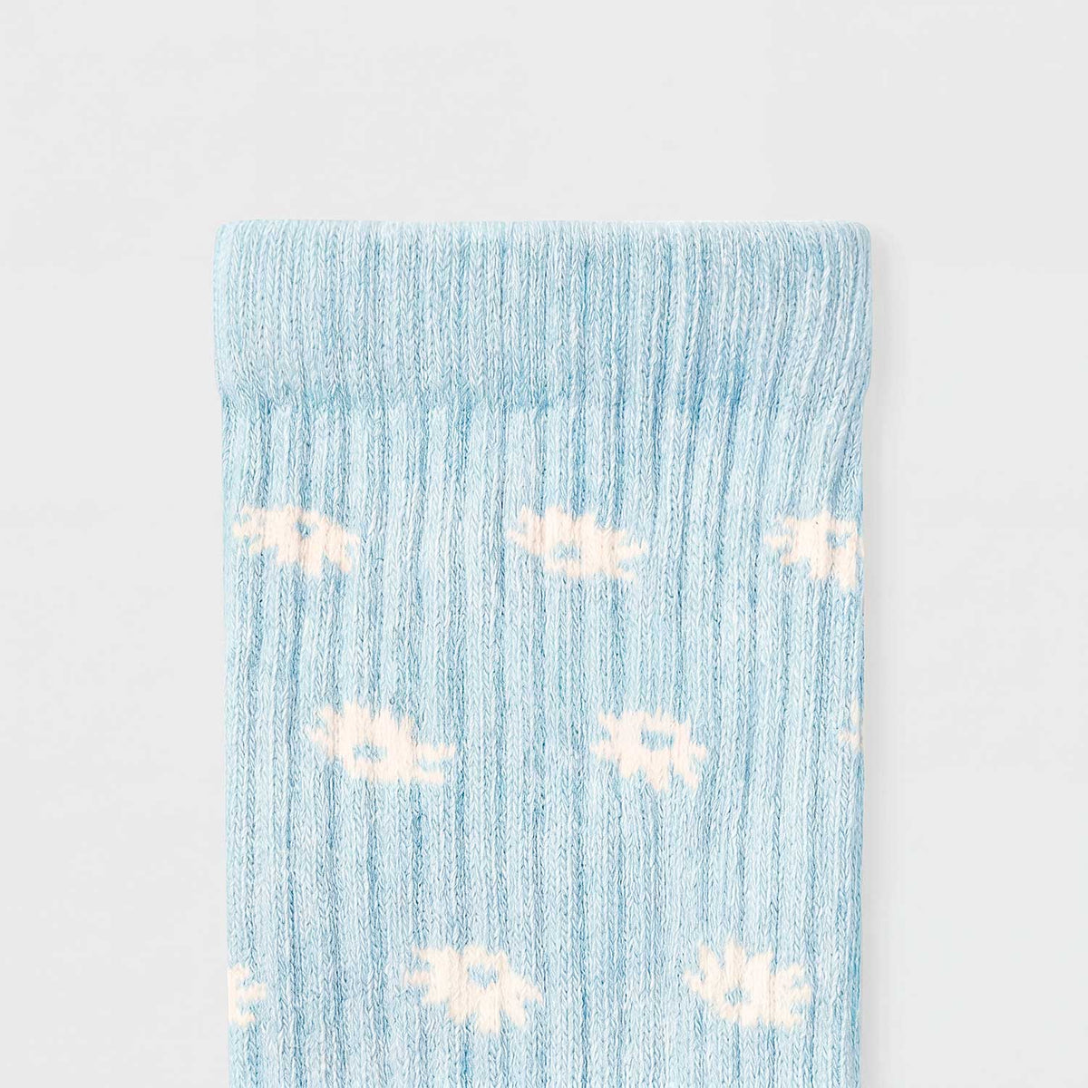 FLOWERS SOCKS BABY BLUE - FRONT OF