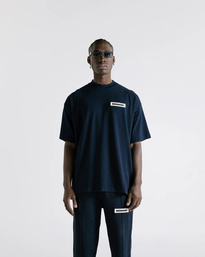BASIC OVERSIZED T-SHIRT NAVY BLUE - FRONT OF