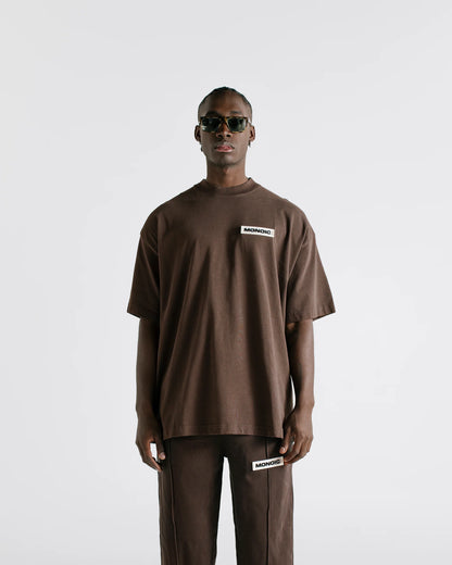 BASIC OVERSIZED T-SHIRT BROWN - FRONT OF