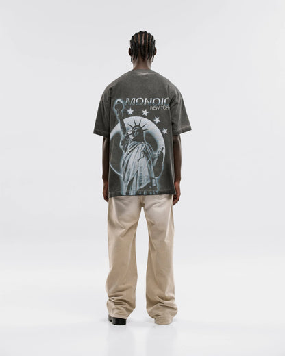 LIBERTY MONOIC T-SHIRT WASHED GRAY - FRONT OF