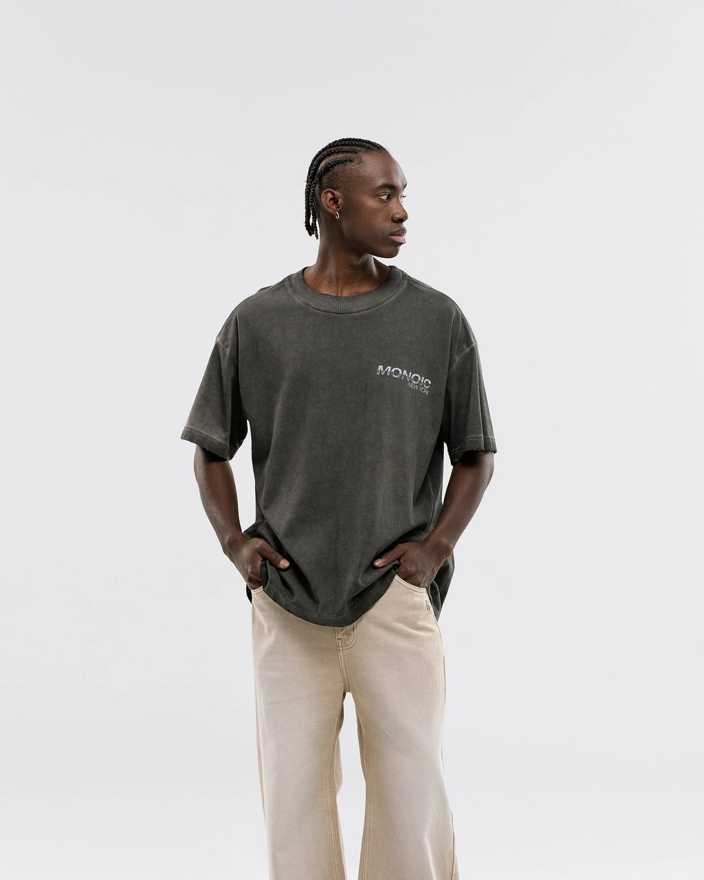 LIBERTY MONOIC T-SHIRT WASHED GRAY - FRONT OF