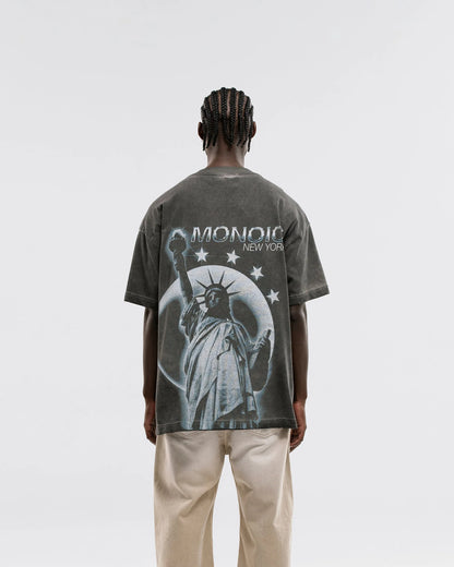 LIBERTY MONOIC T-SHIRT WASHED GRAY - FRONT OF