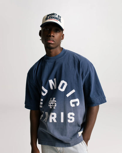 MONOIC PARIS BOXY FIT T-SHIRT GRADIENT NAVY BLUE - FRONT OF