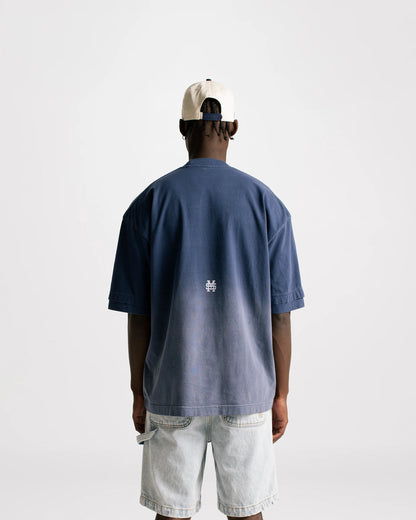 MONOIC PARIS BOXY FIT T-SHIRT GRADIENT NAVY BLUE - FRONT OF