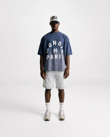 MONOIC PARIS BOXY FIT T-SHIRT GRADIENT NAVY BLUE - FRONT OF