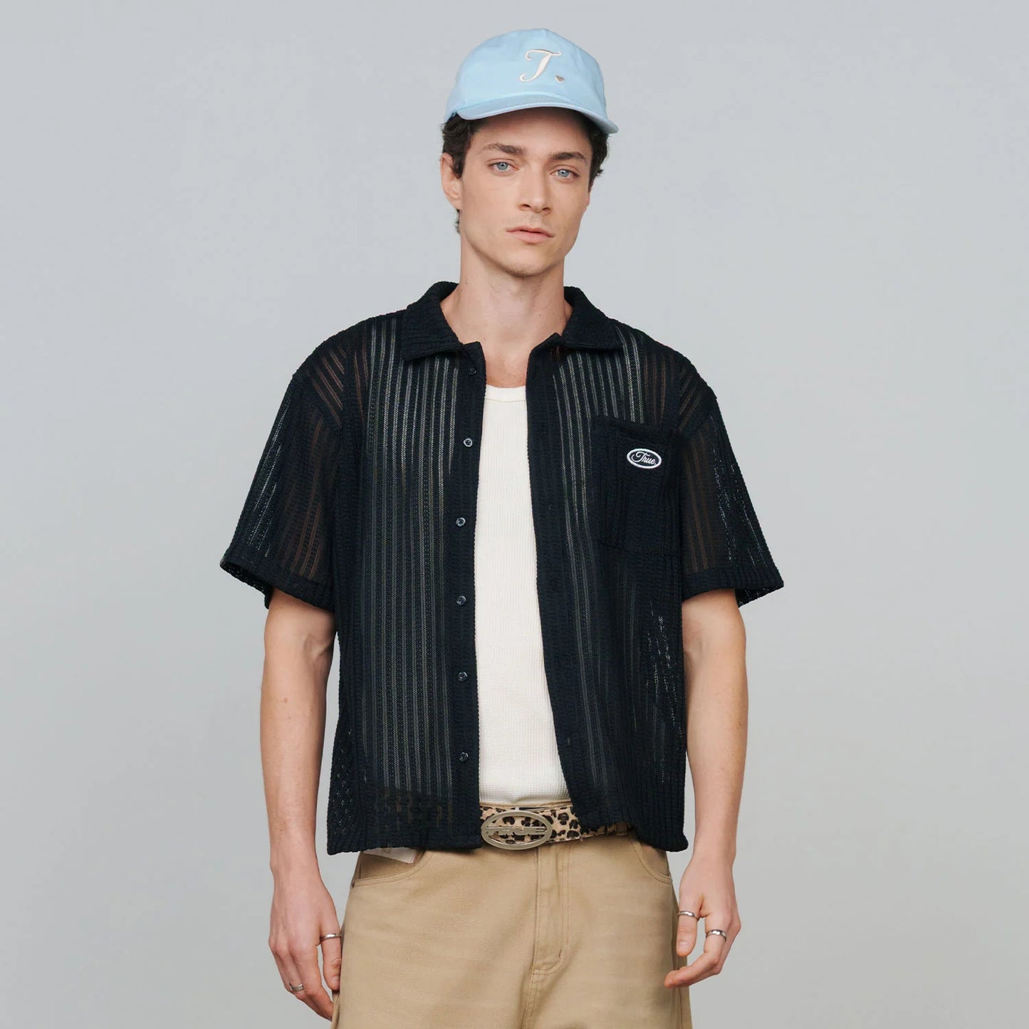 FRESH BUTTON-UP SHIRT BLACK - FRONT OF